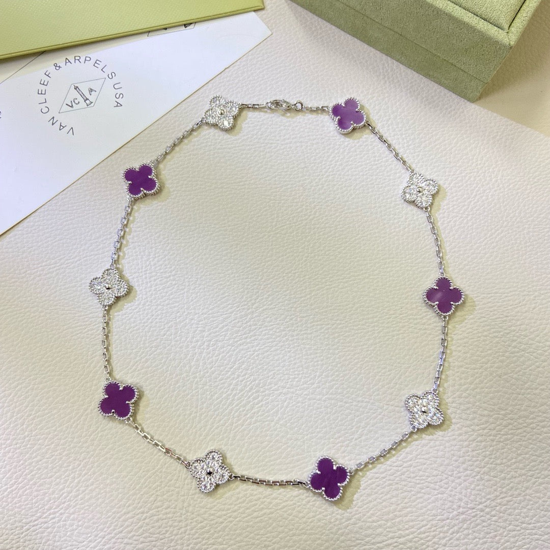 [Cyra] CLOVER 10 MOTIVE VIOLETTES DIAMANT-COLLIER