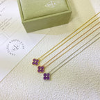 [Cyra]  CLOVER 15MM DIAMOND  PURPLE VIOLET NECKLACE