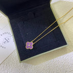 [Cyra]  CLOVER 15MM DIAMOND  PURPLE VIOLET NECKLACE
