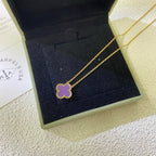 [Cyra]  CLOVER 15MM  PURPLE VIOLET NECKLACE