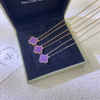[Cyra]  CLOVER 15MM  PURPLE VIOLET NECKLACE