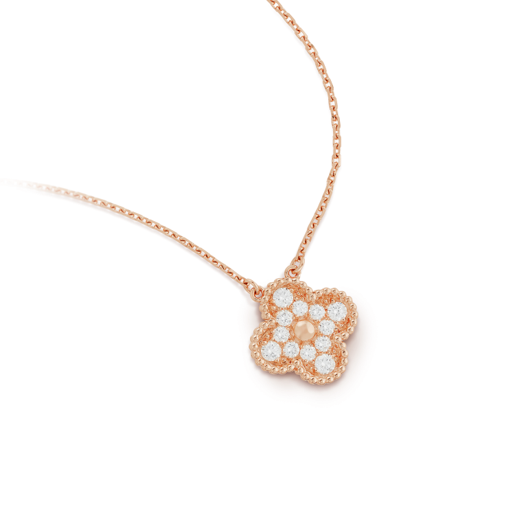 [Cyra]  CLOVER 15MM DIAMOND SINGLE FLOWER NECKLACE