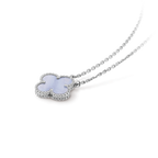 [Cyra] CLOVER 15MM BLUE CHALCEDONY NECKLACE SILVER