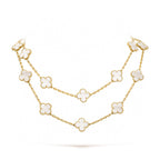 [Cyra]  CLOVER 20 MOTIFS WHITE MOP NECKLACE