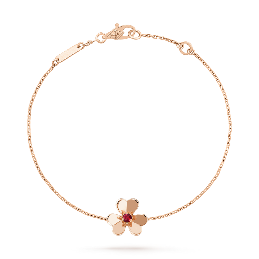 [Cyra]  FRIVOLE GOLD FLOWER PINK MALACHITE BRACELET