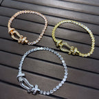 [Cyra]  FORCE  LARGE HORSESHOE FULL DIAMOND TENNIS BRACELET