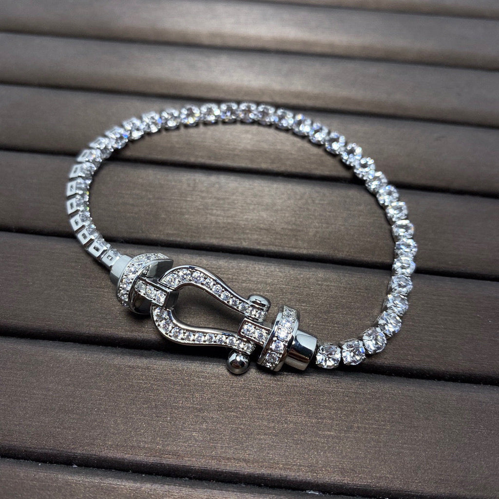 [Cyra]  FORCE  LARGE HORSESHOE FULL DIAMOND TENNIS BRACELET