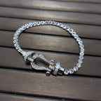 [Cyra]  FORCE  LARGE HORSESHOE FULL DIAMOND TENNIS BRACELET