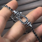 [Cyra]  FORCE  LARGE HORSESHOE FULL DIAMOND TENNIS BRACELET