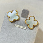 [Cyra]  CLOVER LARGE (20mm) 1 MOTIFS WHITE MOP STUD EARRINGS