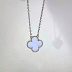[Cyra] CLOVER 15MM BLUE CHALCEDONY NECKLACE SILVER