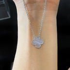 [Cyra] CLOVER 15MM BLUE CHALCEDONY NECKLACE SILVER
