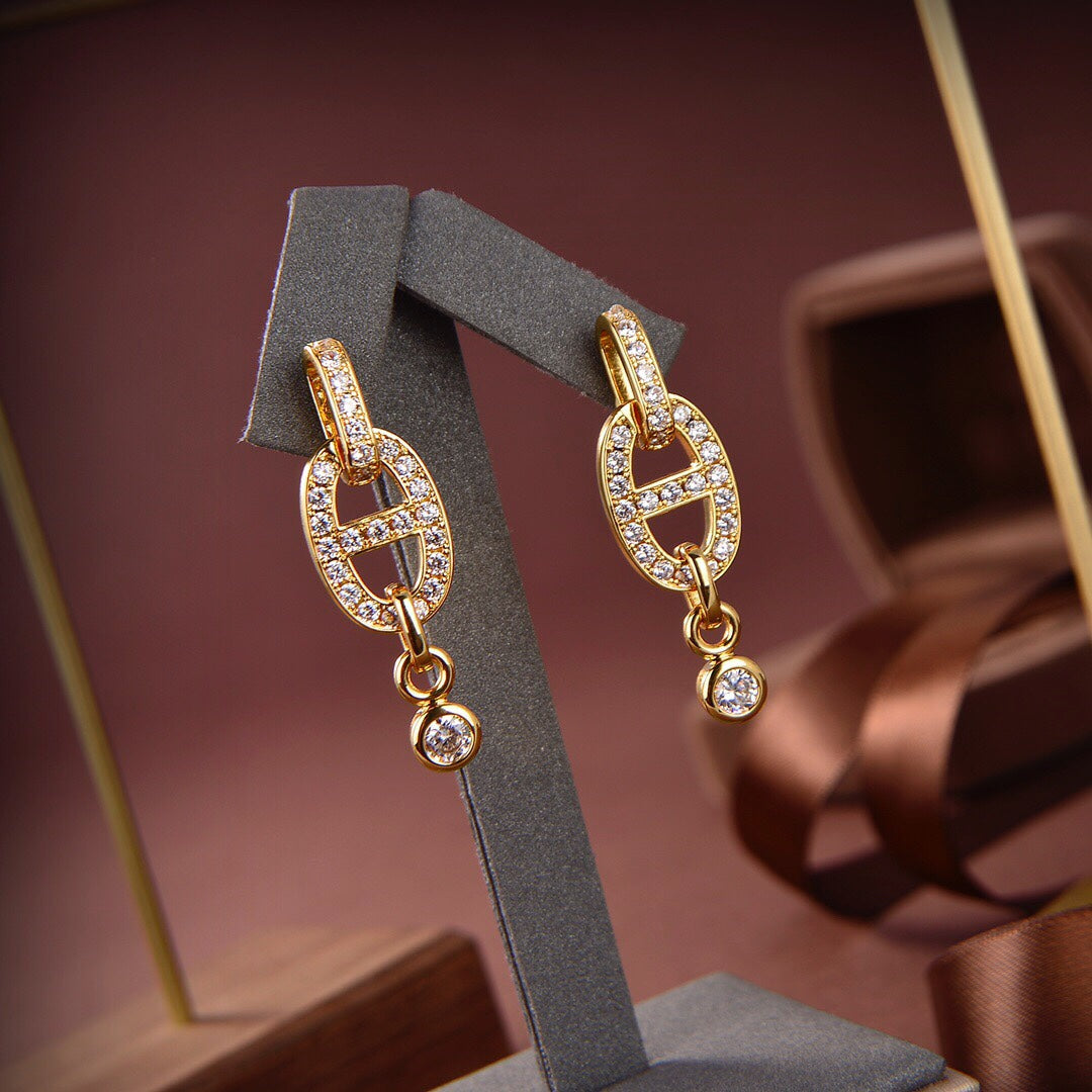 [Cyra]  HM CHAINE DIAMOND EARRINGS