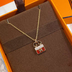 [Cyra]  CONSTANCE RED PEDANT PINK GOLD NECKLACE