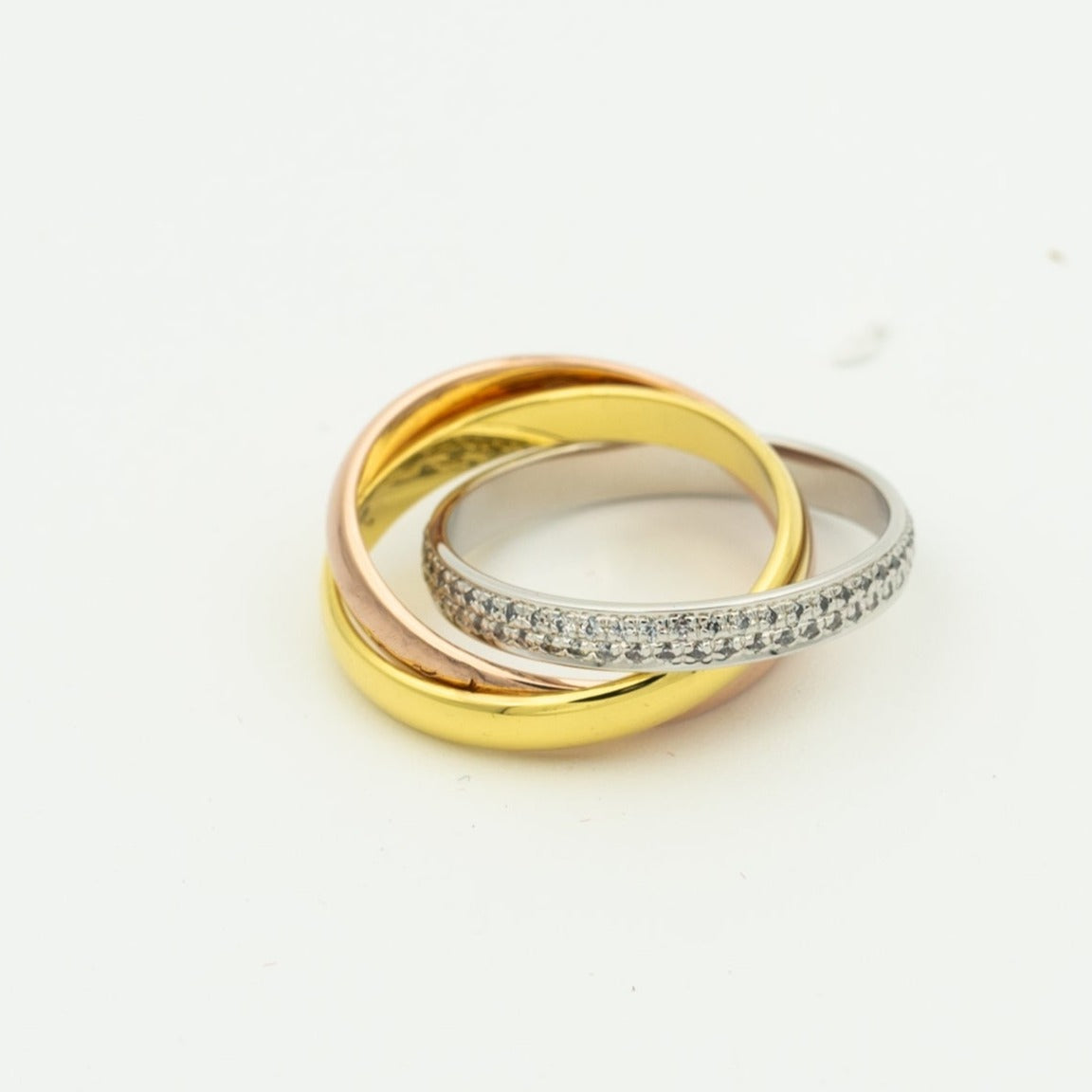 [Cyra]  TRINITY RING GOLD PINK GOLD SILVER DIAMONDS