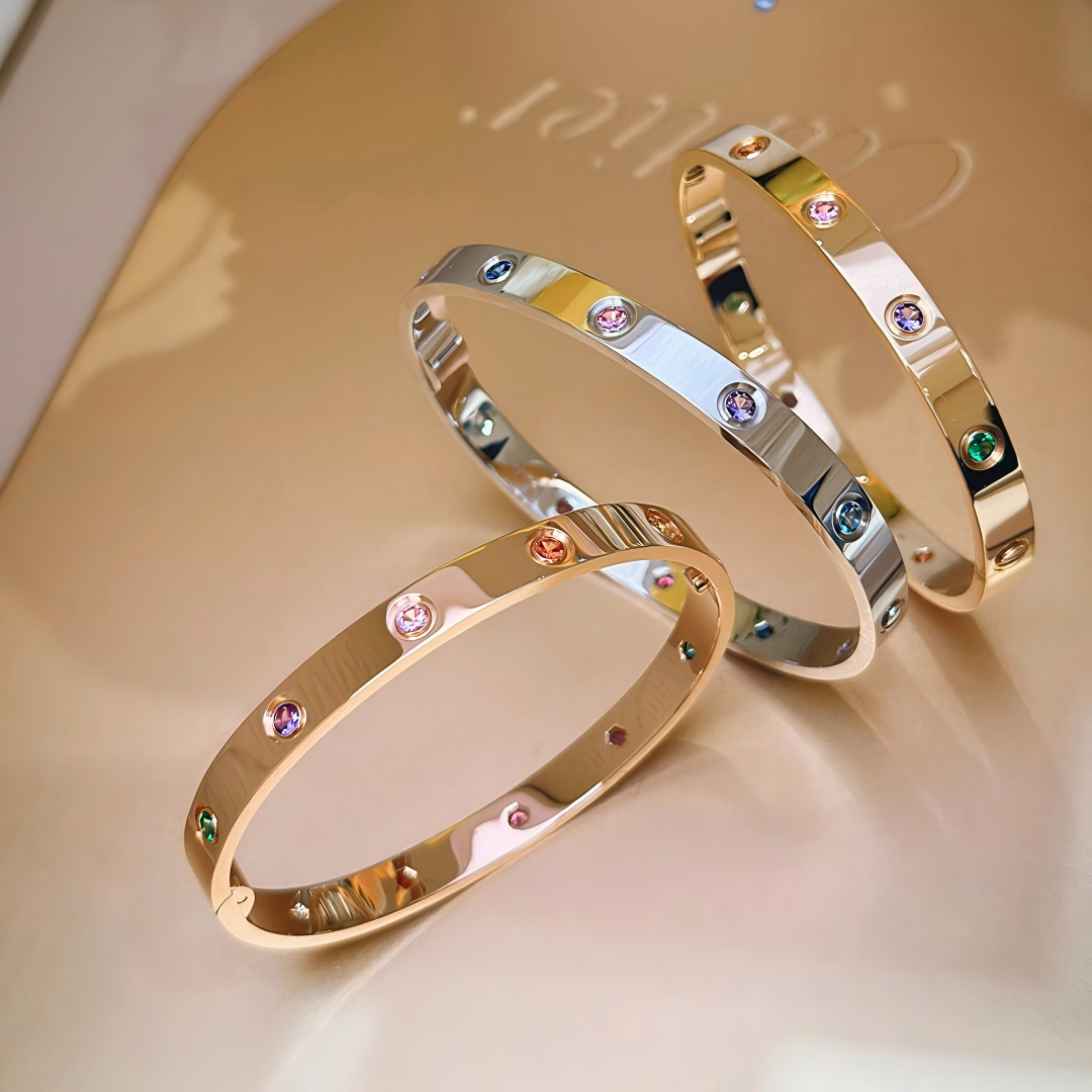 [Cyra]  2026 REGENBOGEN-LIEBESARMBAND 6,1 MM 10 DIAMANTEN