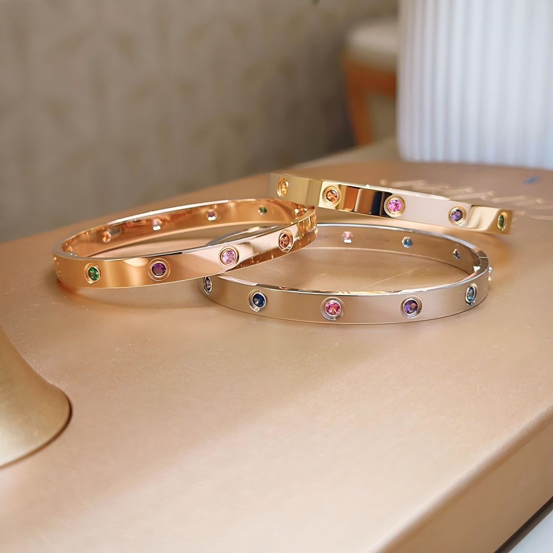 [Cyra]  2026 REGENBOGEN-LIEBESARMBAND 6,1 MM 10 DIAMANTEN