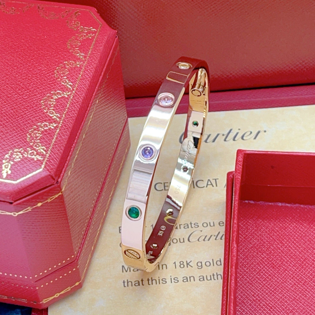 [Cyra]  2026 REGENBOGEN-LIEBESARMBAND 6,1 MM 10 DIAMANTEN