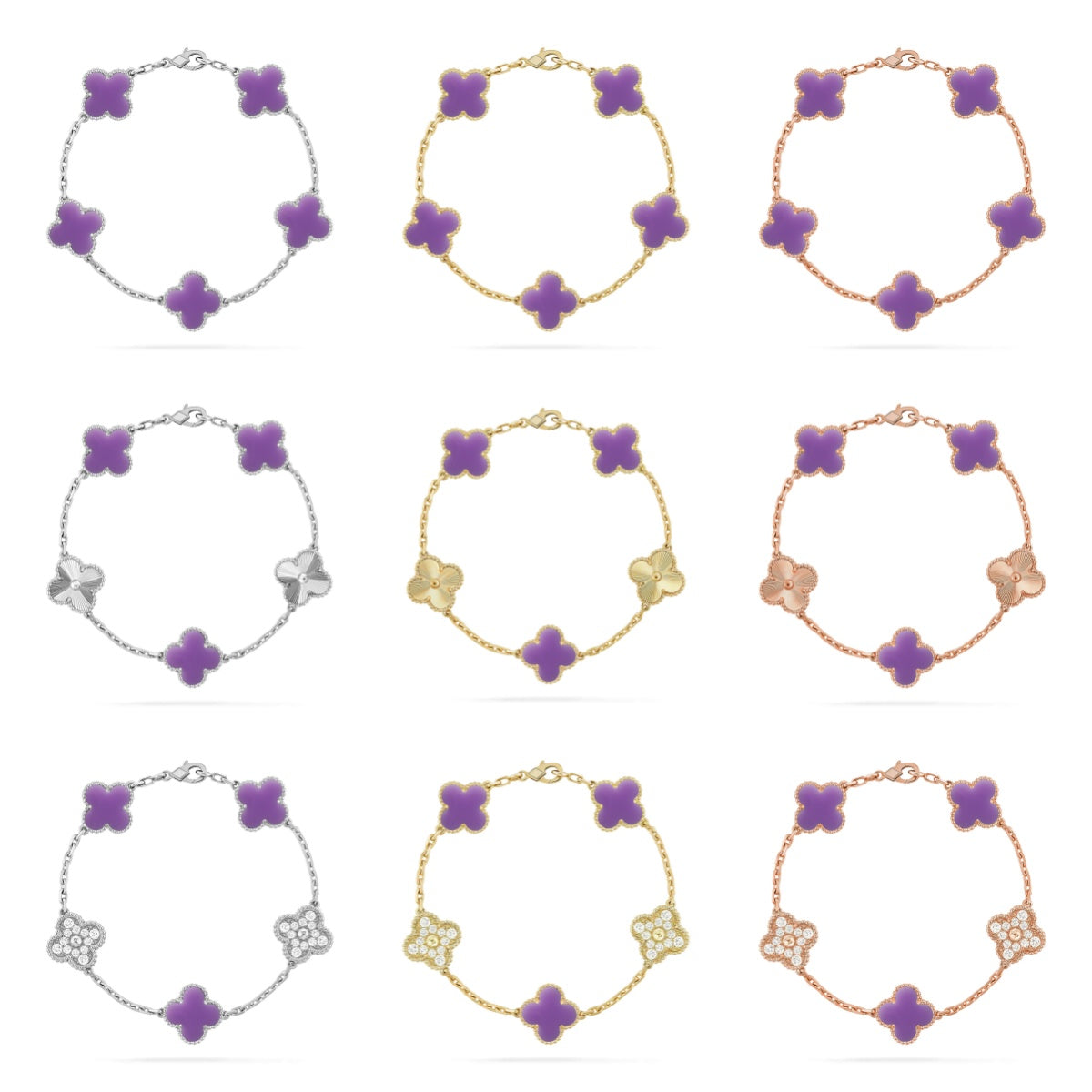 [Cyra] New CLOVER 5 MOTIF LIGHT PURPLE BRACELET COLLECTION