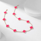 [Cyra] NEUE CLOVER 10 MOTIVE HALSKETTE MIT ROSA EMAILLE