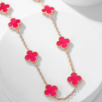 [Cyra] NEUE CLOVER 10 MOTIVE HALSKETTE MIT ROSA EMAILLE