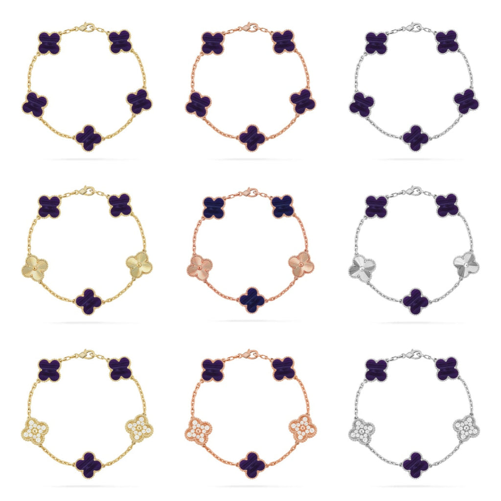 [Cyra] NEUE CLOVER 5 MOTIV LILA STREIFEN ARMBAND KOLLEKTION