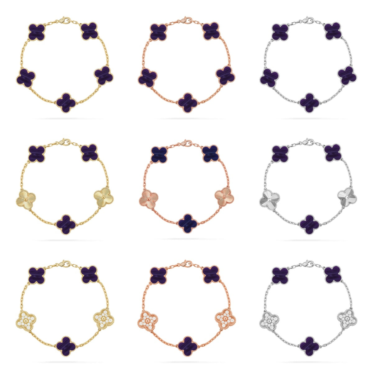 [Cyra] New CLOVER 5 MOTIF PURPLE STRIPES BRACELET COLLECTION