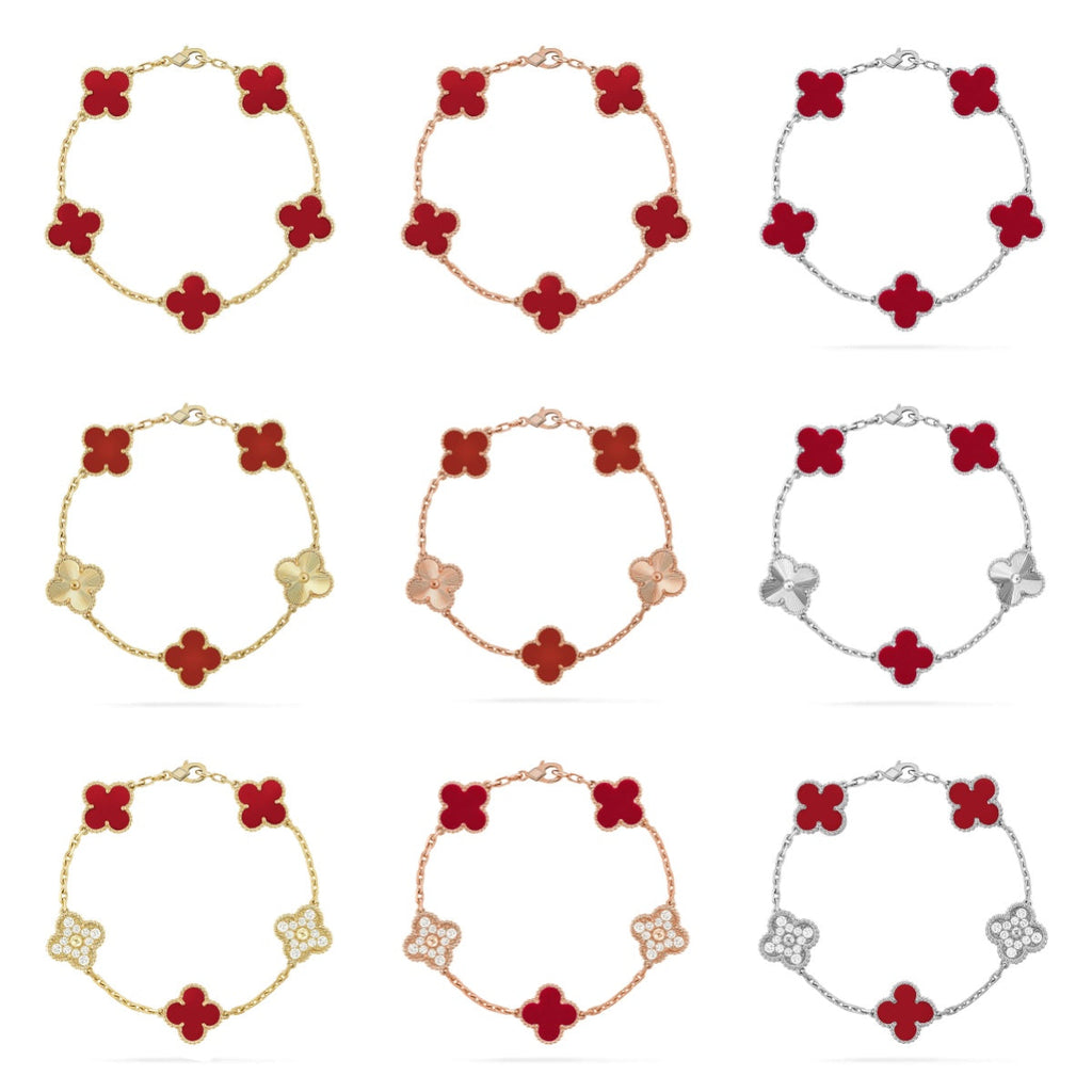 [Cyra] NEUE CLOVER 5-MOTIV ARMBAND-KOLLEKTION AUS ROTEM KARNEOL