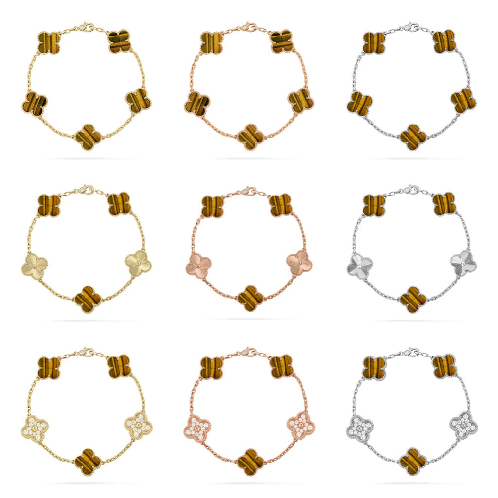 {
  "Cyra": "Neue CLOVER 5 MOTIVE TIGERAUGE ARMBAND KOLLEKTION"
}