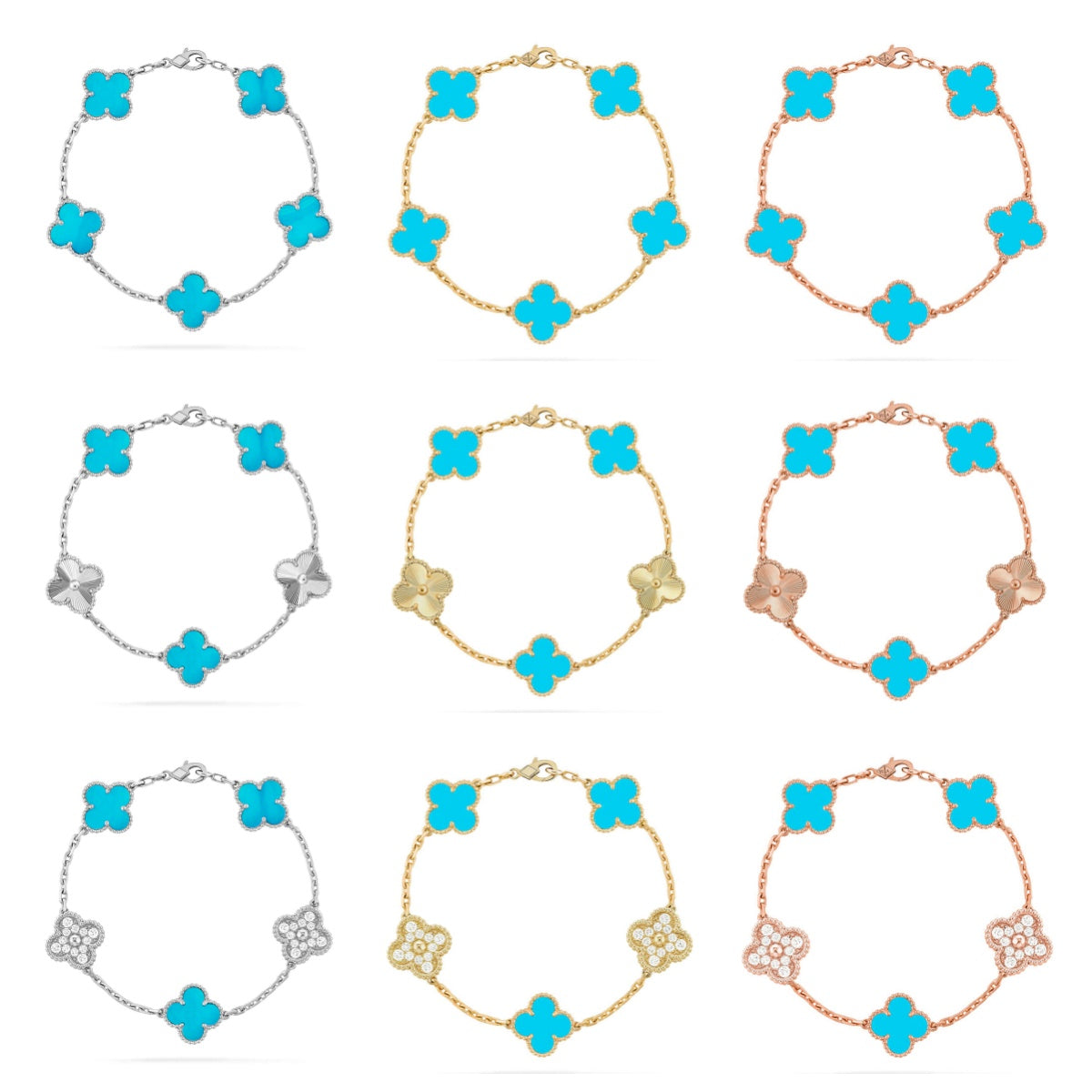 [Cyra] New  CLOVER 5 MOTIF TURQUOISE BRACELET COLLECTION