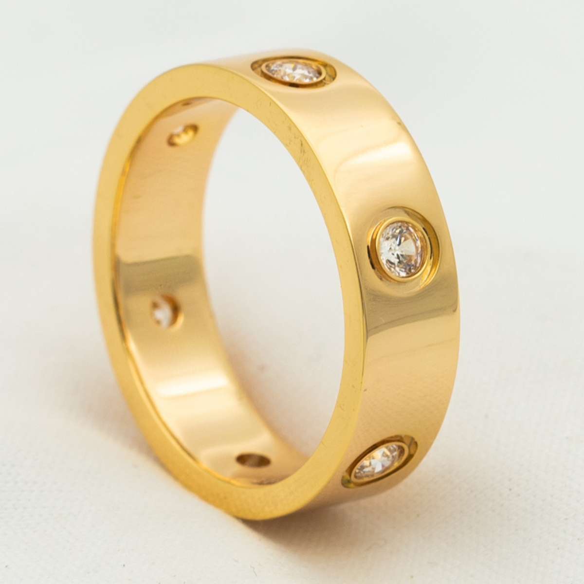 [Cyra]  LOVE RING 5.5MM 6 DIAMONDS PINK GOLD
