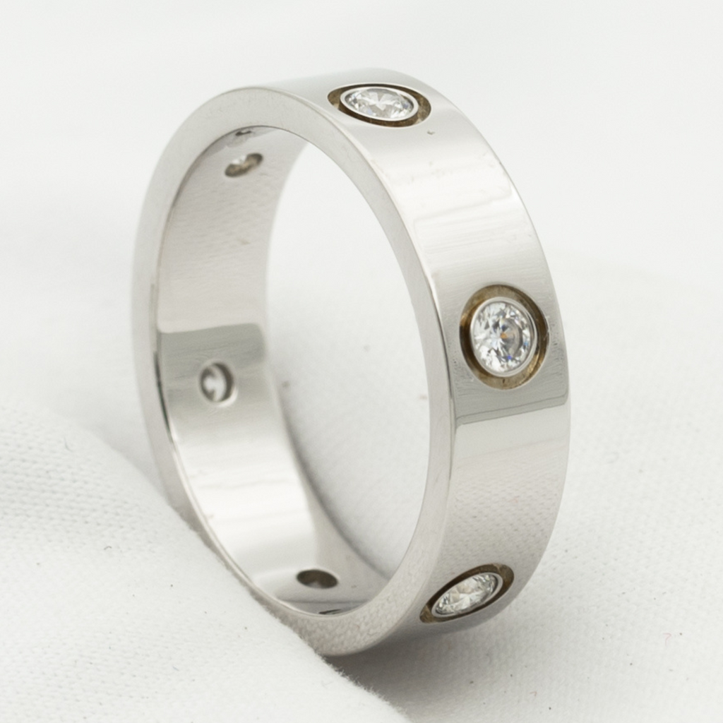 [Cyra] LOVE RING 5,5 MM 6 DIAMANTEN SILBER