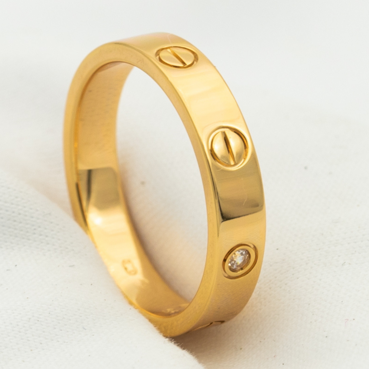 [Cyra]  LOVE RING 4MM 1 DIAMOND PINK GOLD