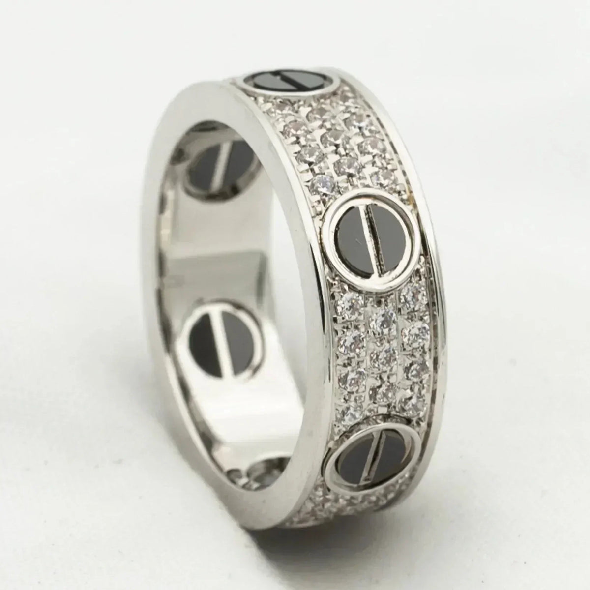 [Cyra]  LOVE RING 5.5MM DIAMONDS PAVED CERAMIC