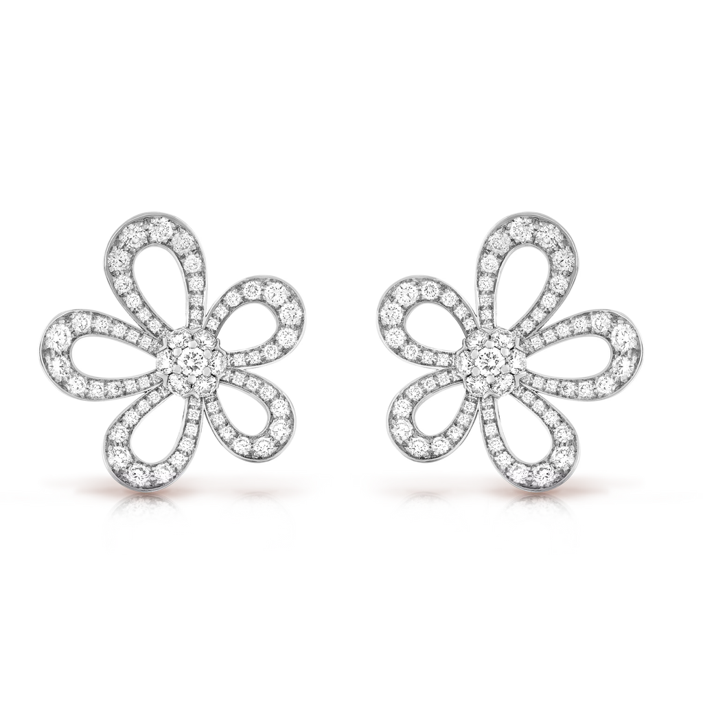 [Cyra] FLOWEACE FULL-DIAMOND FLOWER EARRINGS