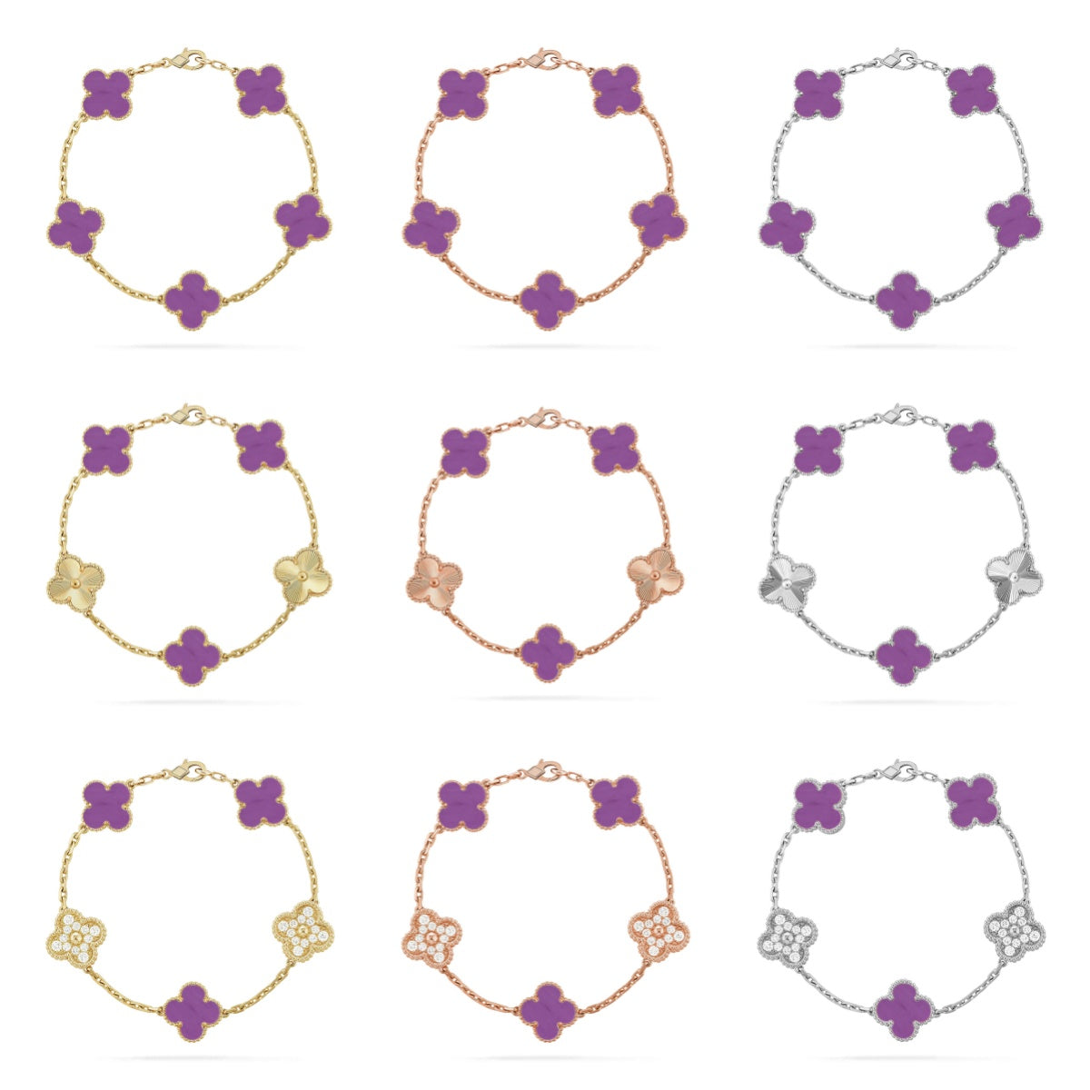 [Cyra] New  CLOVER 5 MOTIF VIOLET BRACELET COLLECTION