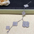 [Cyra] クローバー 6モチーフ シルバー ダイヤモンド ブレスレット