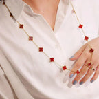 [Cyra]  CLOVER 20 MOTIFS CARNELIAN NECKLACE