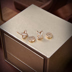 [Cyra]  JEUX DE GOLD DIAMOND EARRINGS