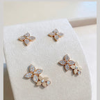 [Cyra]  STAR BLOSSOM STUD EARRINGS PINK GOLD DIAMONDS