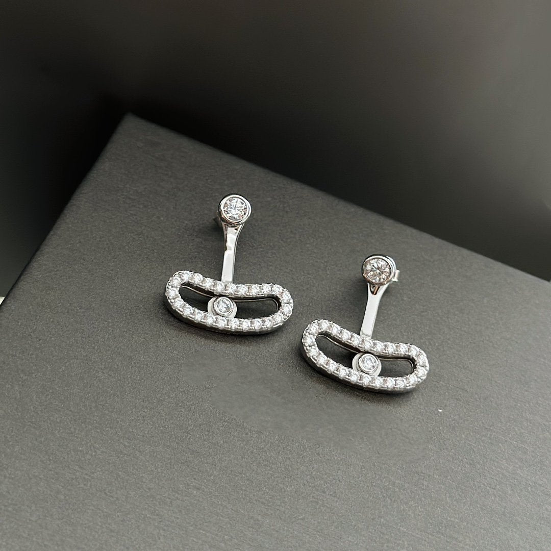 [Cyra] MOVE UNO SILVER DIAMOND EARRINGS