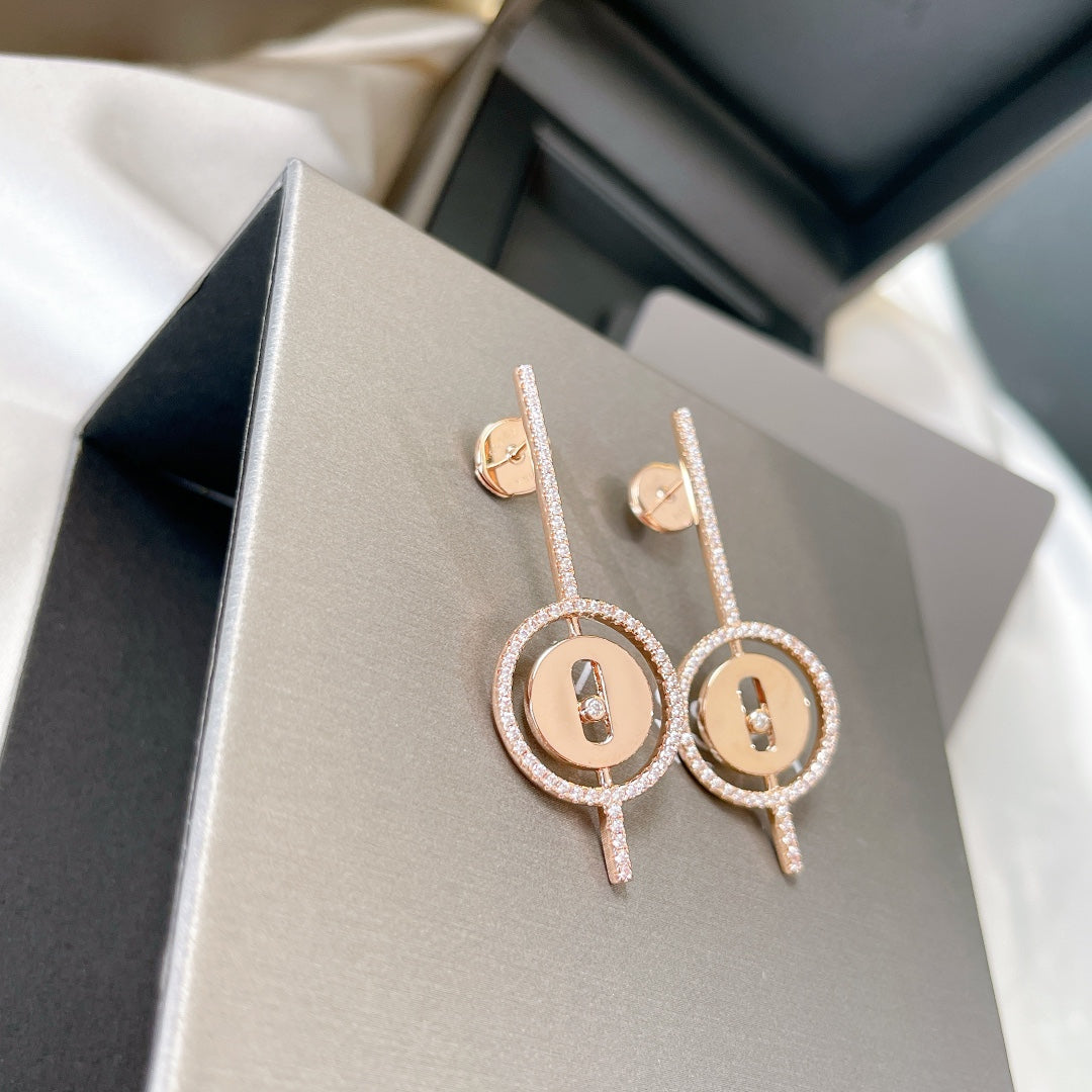 [Cyra]   MOVE ARROW PINK GOLD DIAMOND EARRINGS