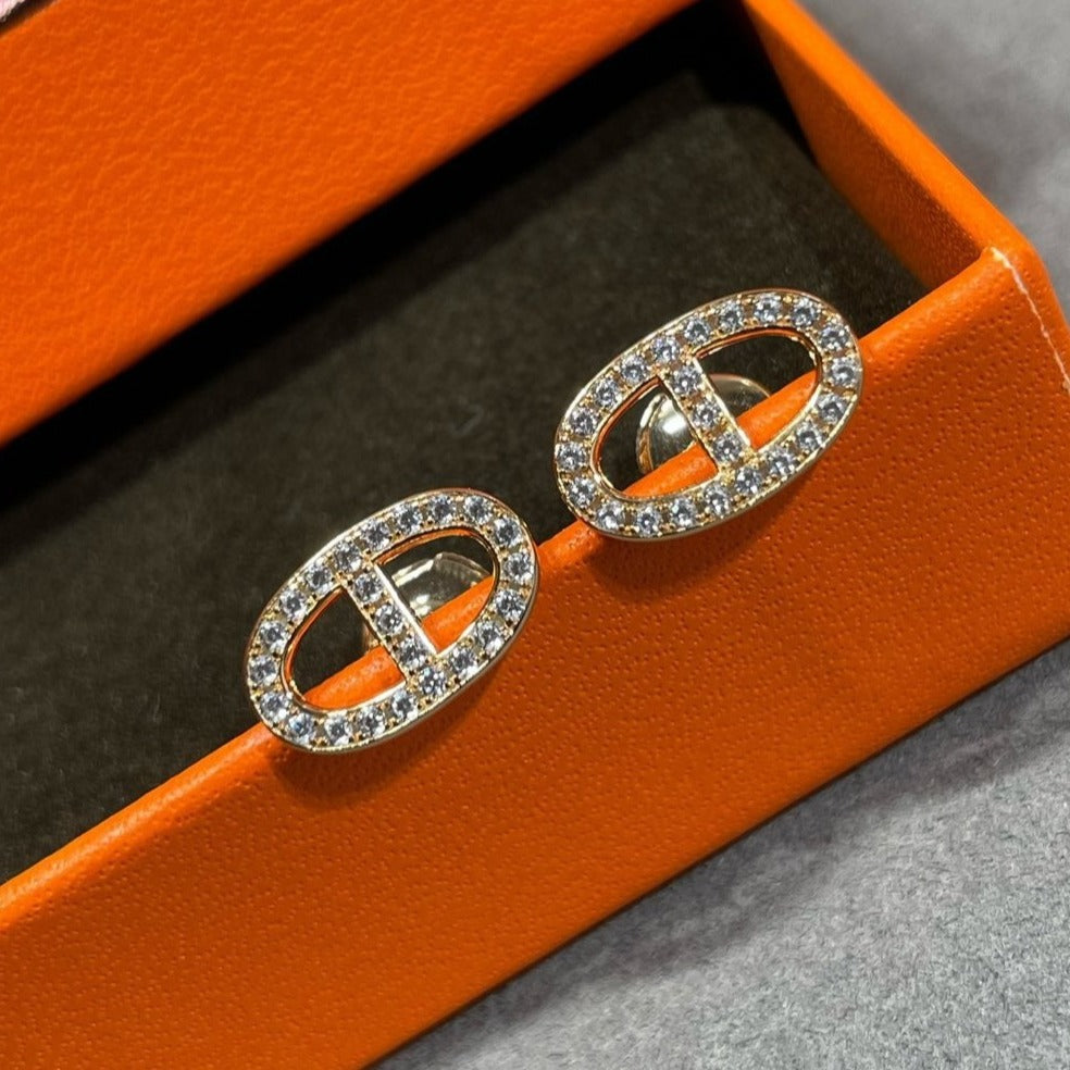 [Cyra]  HM FULL DIAMOND PIG NOSE STUD EARRINGS