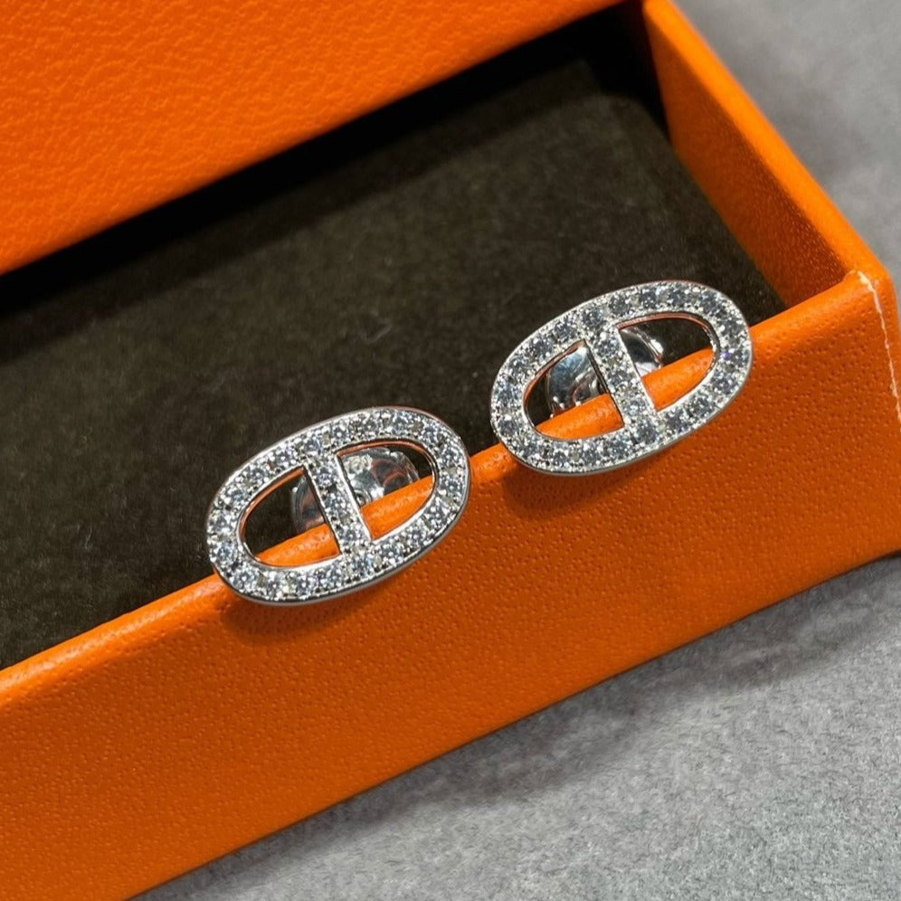 [Cyra]  HM FULL DIAMOND PIG NOSE STUD EARRINGS