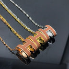 [Cyra]  H NECKLACE BROWN