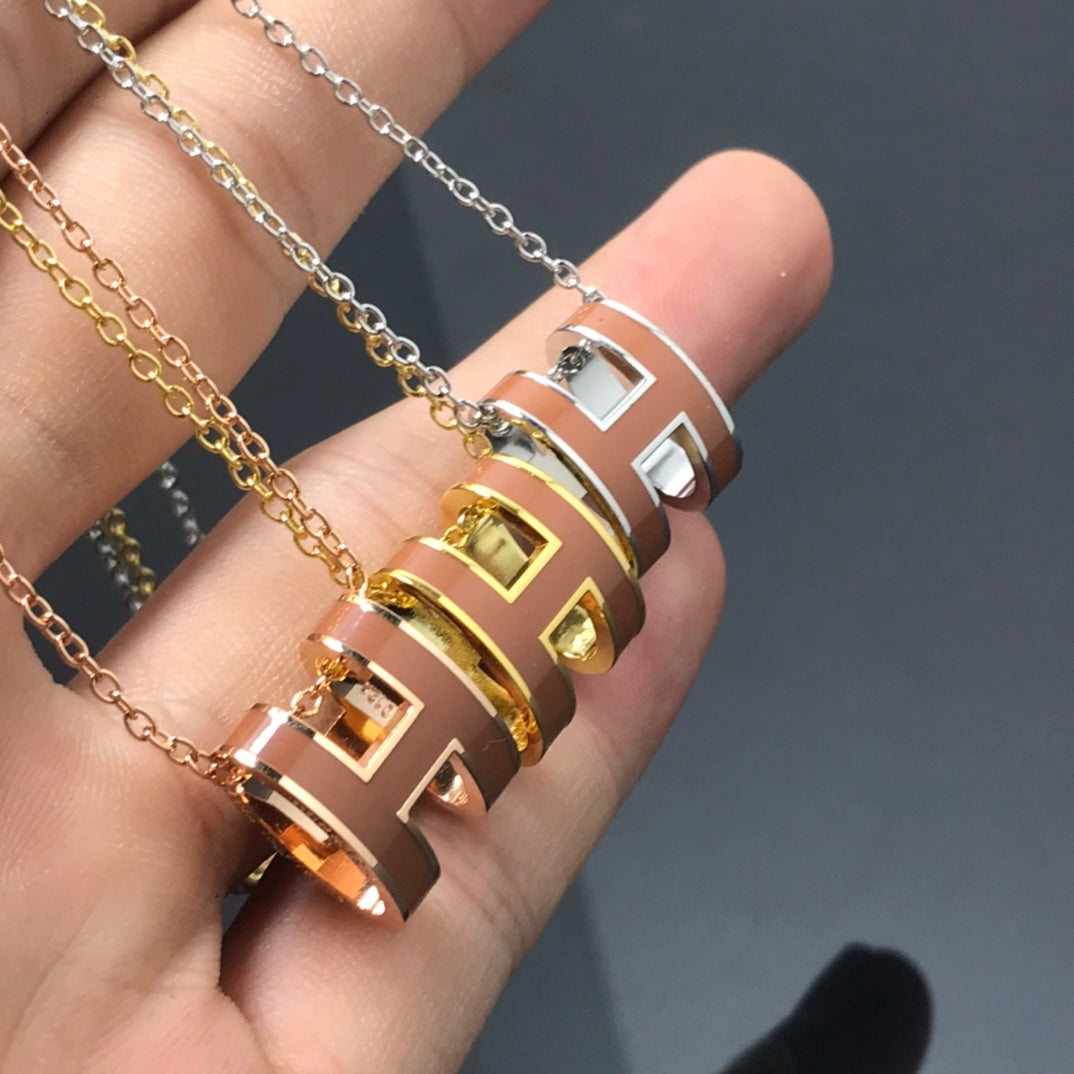 [Cyra]  H NECKLACE BROWN