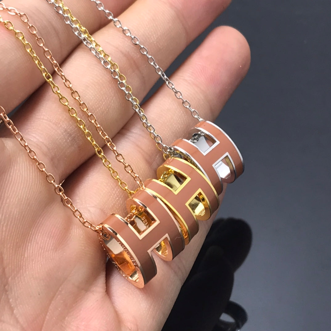 [Cyra]  H NECKLACE BROWN