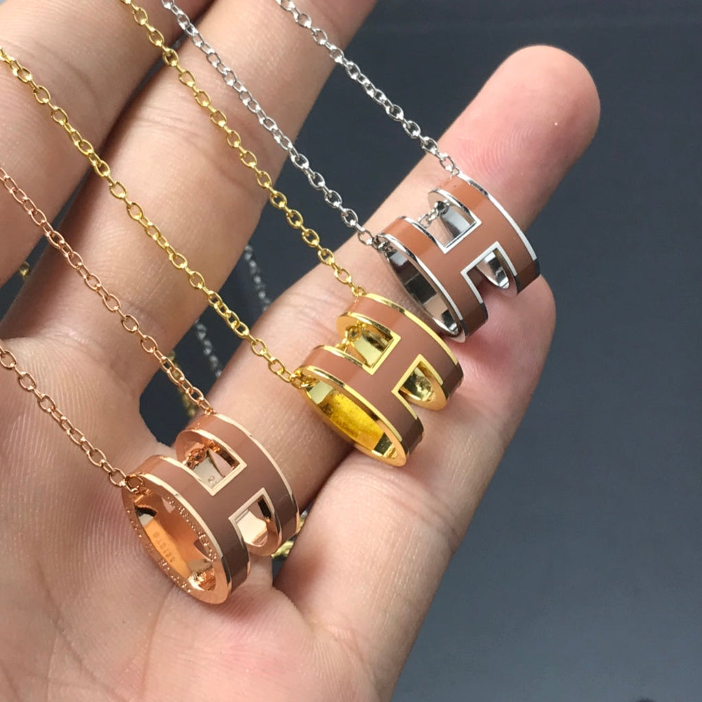 [Cyra]  H NECKLACE BROWN