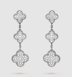 [Cyra]  CLOVER 3 MOTIF DIAMOND SILVER DROP EARRINGS
