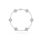 [Cyra]  CLOVER 6 MOTIF SILVER DIAMOND BRACELET